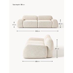 Mode Pier İkili Kanepe Koltuk 2 Modül 02 Beyaz Bukle Kumaş (dai̇reni̇ze Tesli̇m)
