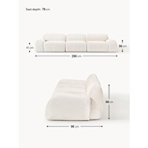 Mode Pier Üçlü Kanepe Koltuk 3 Modül 01 Beyaz Bukle Kumaş İşbir Sünger (dai̇reni̇ze Tesli̇m)