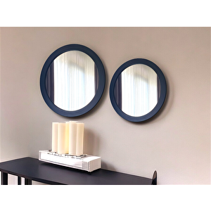Dfn Wood Siyah Moderna Yuvarlak Duvar Salon Banyo Aynası 50,60 Cm 60x60 cm