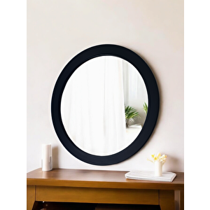 Dfn Wood Siyah Moderna Yuvarlak Duvar Salon Banyo Aynası 50x50 Cm 50x50 cm