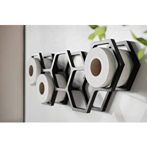 Dfn Wood Siyah Tuvalet Kağıtlığı Tuvalet Kağıdı Rafı Siyah