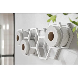 Dfn Wood Beyaz Tuvalet Kağıtlığı Tuvalet Kağıdı Rafı Beyaz