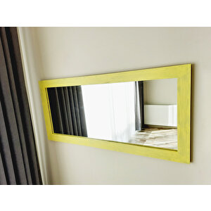 Dfn Wood Masif Ahşap 160x70 Cm  Dikdörtgen Sarı Dekoratif Duvar Salon Ofis Aynası 160x70 cm