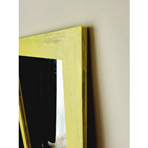 Dfn Wood Masif Ahşap 160x70 Cm  Dikdörtgen Sarı Dekoratif Duvar Salon Ofis Aynası 160x70 cm