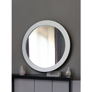 Dfn Wood Beyaz Moderna Yuvarlak Duvar Salon Banyo Aynası 60x60 Cm 60x60 cm