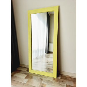 Dfn Wood Masif Ahşap 170x60 Cm Dikdörtgen Sarı Dekoratif Duvar Salon Ofis Aynası 170x60 cm