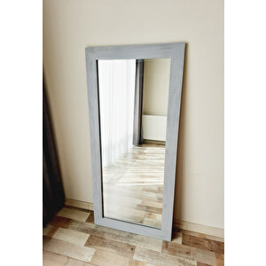Dfn Wood Masif Ahşap 160x60 Cm Dikdörtgen Gri Dekoratif Duvar Salon Ofis Aynası