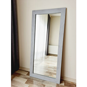 Dfn Wood Masif Ahşap 170x70 Cm Dikdörtgen Gri Dekoratif Duvar Salon Ofis Aynası 170x70 cm