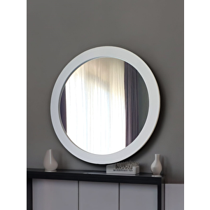 Dfn Wood Beyaz Moderna Yuvarlak Duvar Salon Banyo Aynası 80x80 Cm 80x80 cm
