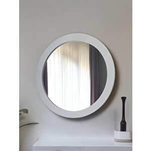Dfn Wood Beyaz Moderna Yuvarlak Duvar Salon Banyo Aynası 80x80 Cm 80x80 cm