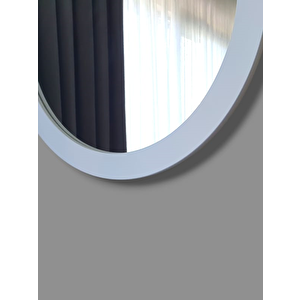Dfn Wood Beyaz Moderna Yuvarlak Duvar Salon Banyo Aynası 80x80 Cm