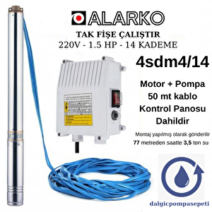 4sdm4/14 Dalgıç Pompa Set Halinde - 50 Mt Kablolu - Panolu - Monofaze (220v)