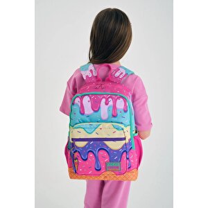 Kids Pembe Rengarenk Dondurma Desenli Okul Sırt Çantası 23731