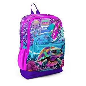 Kids Pembe Mor Kaplumbağa Desenli Okul Sırt Çantası 23756