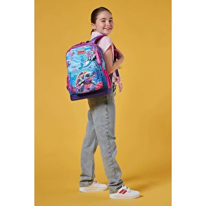 Kids Pembe Mor Kaplumbağa Desenli Okul Sırt Çantası 23756