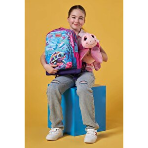 Kids Pembe Mor Kaplumbağa Desenli Okul Sırt Çantası 23756