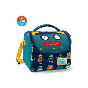 Kids Lacivert Çivit Robot Desenli Thermo Beslenme Çantası 11810