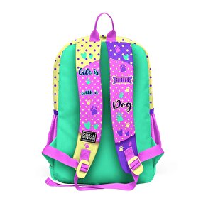 Kids Sarı Pembe Sevimli Köpek Desenli Okul Sırt Çantası 23752