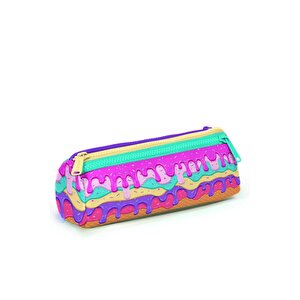 Kids Pembe Rengarenk Dondurma Desenli Üç Bölmeli Kalem Çantası 22031