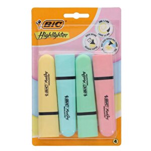 Marking Flat Highlighter 4 Lü Blister Pastel