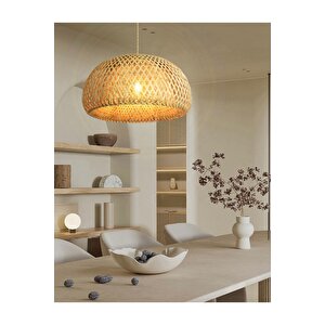 Sarkıt Avize Hasır Bambu Avize 1.sınıf Kalite 300mm Çap Naturel Ferahlık Katar