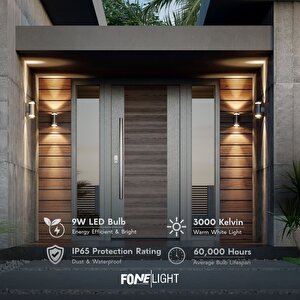 Gala Duo 27 cm Çift Yönlü LED Duvar Apliği Antrasit Alüminyum Cam Detaylı IP65 Dış Mekan Bahçe Cephe Aydınlatması 9W