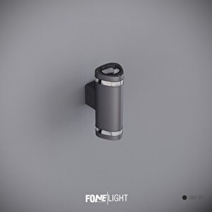 FoneLight Gala Duo Çift Yönlü LED Dış Mekan Duvar Apliği 21 Cm Cam Detaylı Antrasit Alüminyum IP65 Bahçe Cephe Aydınlatması 3000K
