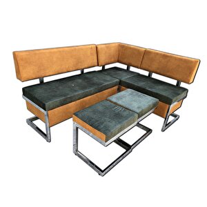 Köşe Takım 12441 Mutfak C Loca Model Metal Nikelaj Kalite Kumaş Döşem El Yapım