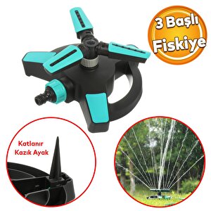 Yarımay Tablalı Hareketli Su Fıskiyesi 3 Başlıklı Dönerli Bahçe Çim Sulama Aparatı Plastik Dy6064g