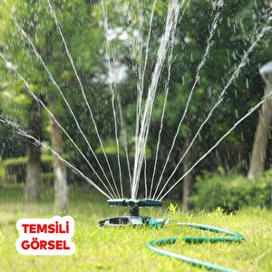Yarımay Tablalı Hareketli Su Fıskiyesi 3 Başlıklı Dönerli Bahçe Çim Sulama Aparatı Plastik Dy6064g