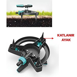 Yarımay Tablalı Hareketli Su Fıskiyesi 3 Başlıklı Dönerli Bahçe Çim Sulama Aparatı Plastik Dy6064g