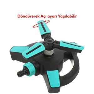 Yarımay Tablalı Hareketli Su Fıskiyesi 3 Başlıklı Dönerli Bahçe Çim Sulama Aparatı Plastik Dy6064g