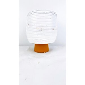 Antik Kendinden Ayaklı Toprak Saksı Saksılık Beyaz 19 Cm