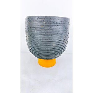 Antrasit Gri Antik Kendinden Ayaklı Toprak Saksı Saksılık 19 Cm