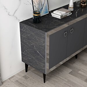 Poli Konsol Royalmermer-Antrasit-Gümüş