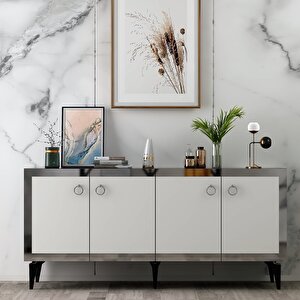 Poli Konsol Royalmermer-Beyaz-Gümüş