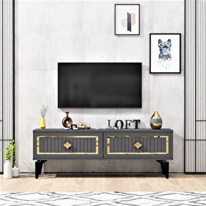 Venna Tv Sehpası (alt Modül) Antrasit-Altın Antrasit Gold