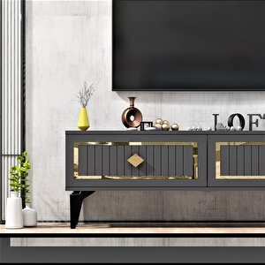Venna Tv Sehpası (alt Modül) Antrasit-Altın Antrasit Gold