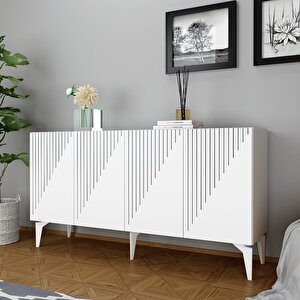 Lazer Desenli 150 Cm Draw Konsol Beyaz Beyaz