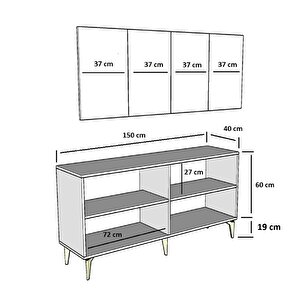 Lazer Desenli 150 Cm Draw Konsol Beyaz