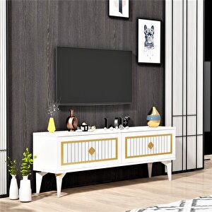Venna Tv Sehpası (alt Modül) Beyaz-Altın Beyaz-Altın