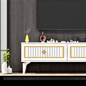 Venna Tv Sehpası (alt Modül) Beyaz-Altın Beyaz-Altın