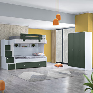 Loof Yavrulu Ranza + 3 Kapaklı Dolap, Yeşil Yeşil