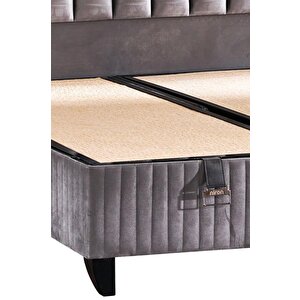 Hades Lüks Baza Ve Başlık Seti 100x200 Cm Tek Kişilik Baza Ve Başlık Takımı Koyu Gri Özel Kumaş
