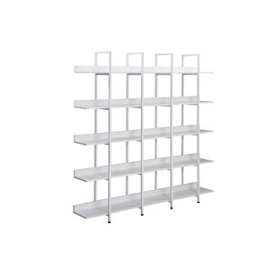 Stapulae 5 Katlı Metal Ayak Beyaz Ahşap Tabla Çok Amaçlı Kitaplık Duvar Kenar Raf Dekoratif Kitaplık