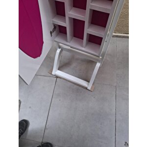 Ayna Boy 13677 Takı Dolap Ahşap Mdf Parlak Beyaz Lake Natüre Klasik El Yapım