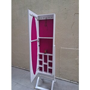 Ayna Boy 13677 Takı Dolap Ahşap Mdf Parlak Beyaz Lake Natüre Klasik El Yapım