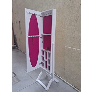 Ayna Boy 13677 Takı Dolap Ahşap Mdf Parlak Beyaz Lake Natüre Klasik El Yapım