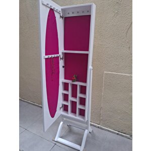 Ayna Boy 13677 Takı Dolap Ahşap Mdf Parlak Beyaz Lake Natüre Klasik El Yapım