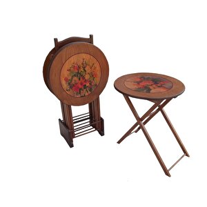 Çanta Zigon 13691 Resimli Model Kayın Ceviz Natüre Boya Çiçek Motif El Yapım